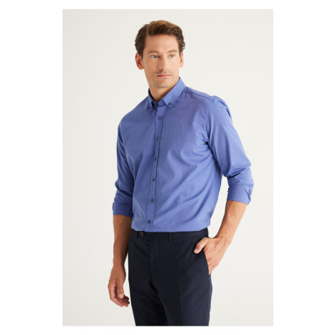 ALTINYILDIZ CLASSICS Men's Navy Blue Slim Fit Slim Fit Shirt with Buttons Collar Patterned AC&Co / Altınyıldız Classics