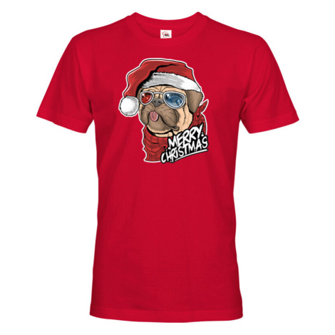 Pánské tričko s potiskem vánočního buldočku - vtipné vánoční tričko BezvaTriko