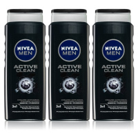 Nivea Men Active Clean sprchový gel pro muže 3 x 500 ml (výhodné balení)