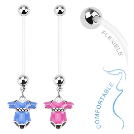 Piercing do bříška z bioflexu pro těhotné ženy, barevné dětské body - Barva piercing: Růžová Šperky eshop