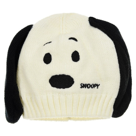 Snoopy zimní čepice s ouškama bílá Smetanová BASIC