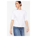 Trendyol White 100% Cotton Stone Detailed Relaxed/Wide Comfortable Cut Crew Neck Knitted T-Shirt