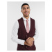 ASOS DESIGN wedding super skinny wool mix suit waistcoat in burgundy twill-Red