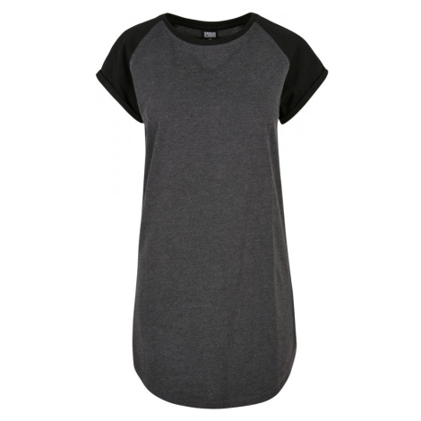 Dámské tričkové šaty Urban Classics Contrast Raglan - šedé/černé