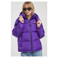 Péřová bunda Tommy Jeans dámská, fialová barva, zimní, DW0DW14661