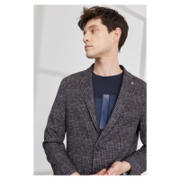 ALTINYILDIZ CLASSICS Men's Burgundy Slim Fit Slim Fit Mono Collar Houndstooth Patterned Blazer J