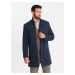 Ombre Men's tailored structured coat with high collar - navy blue