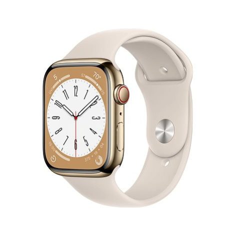 Apple Watch Series 8 45mm Cellular Zlatý nerez s hvězdně bílým sportovním řemínkem