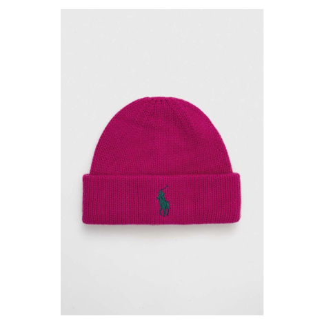 Vlněná čepice Polo Ralph Lauren růžová barva, z husté pleteniny, 455931421