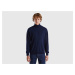 Benetton, Dark Blue Turtleneck In Pure Merino Wool