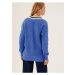 Modrý dámský kardigan s copánkovým vzorem s vysokým podílem bavlny Marks & Spencer