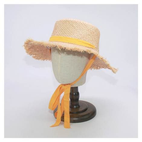 Slaměný klobouk pro dámy s barevnou stuhou na zavazování