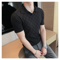 Texturované pánské tričko z pleteniny s límečkem