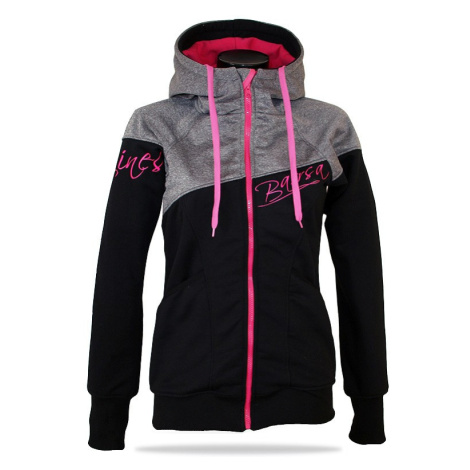 Dámská softshell bundomikina s kapucí na zip Barrsa Double Soft Script Grey Melange/Pink/Black