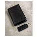 Dárková sada: kožená peněženka bez zapínání a klíčenka