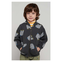 Dětská bavlněná mikina Bobo Choses šedá barva, s kapucí, vzorovaná