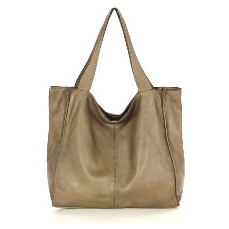 Městská nákupní taška Kabelky od Hraběnky ručně vyrobená z pravé kůže; cappuccino