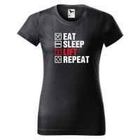 DOBRÝ TRIKO Dámské tričko s potiskem Eat sleep lift Barva: Ebony grey