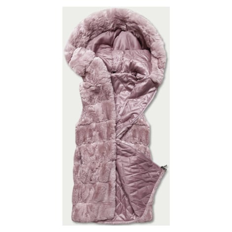 Růžová kožešinová vesta s kapucí (BR8060-81) S'WEST