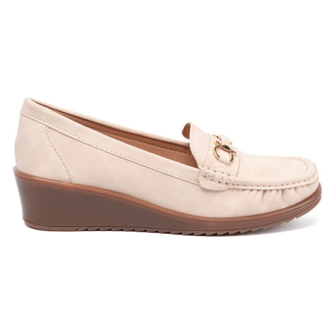 Praktické mokasíny dámské hnědé na širokém podpatku