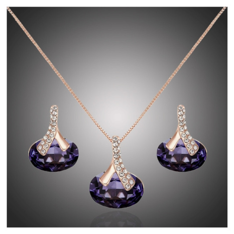 Éternelle Souprava náhrdelníku a náušnic Swarovski Elements Deborah SET1128 Fialová 40 cm + 5 cm