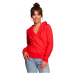 B246 Zavinovací svetr s kapucí - červený