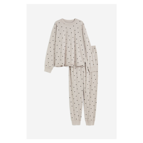 H & M - Vzorované žerzejové pyžamo - béžová H&M