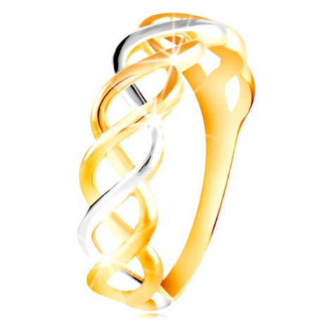 Prsten z kombinovaného 14K zlata - propletené dvoubarevné linie Šperky eshop
