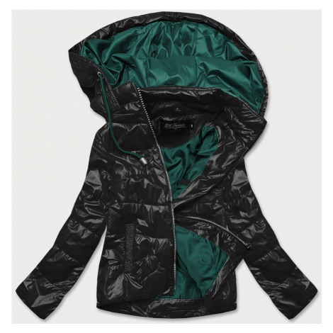 Černo-zelená dámská bunda s barevnou kapucí (BH2005) BH FOREVER