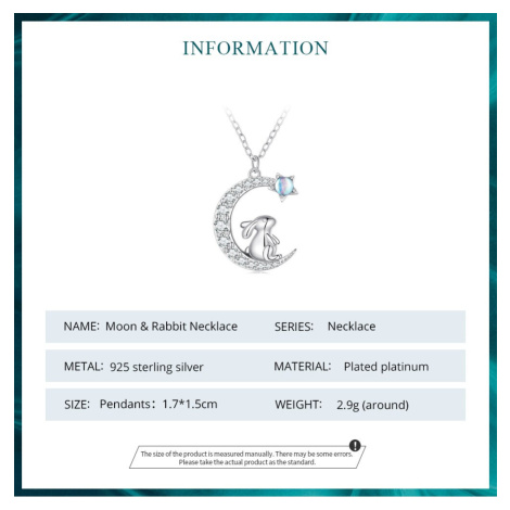 Stříbrný náhrdelník s přívěskem zajíček na měsíci LOAMOER
