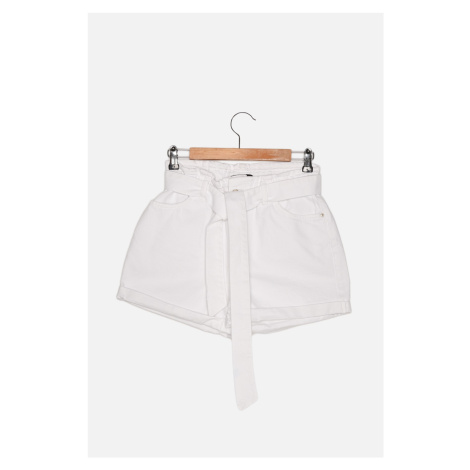 Trendyol White Tie Detailed Denim Shorts