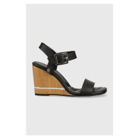 Sandály Tommy Hilfiger HARDWARE WEDGE SANDAL dámské, černá barva, na klínku, FW0FW07074