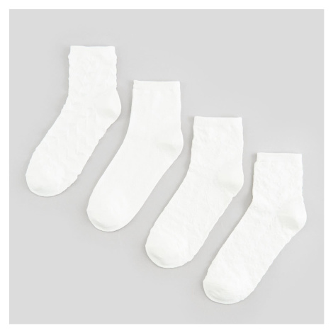 Sinsay - Sada 4 párů ponožek - Krémová