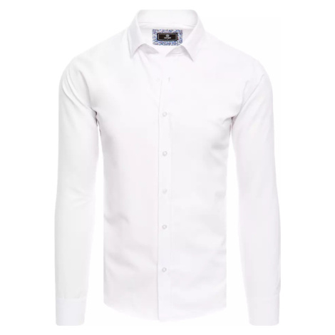 Bílá elegantní jednobarevná pánská košile BASIC
