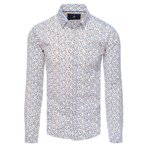Bílá pánská košile s květinovým vzorem Květinový vzor BASIC