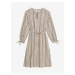 Béžové dámské pruhované lněné šaty Marks & Spencer
