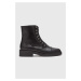 Kožené kotníkové boty AllSaints ALARIA dámské, černá barva, na plochém podpatku, WF0047Z