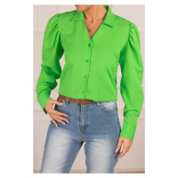 Dámská zelená košile Armonika s melounovými rukávy a přiléhavým střihem