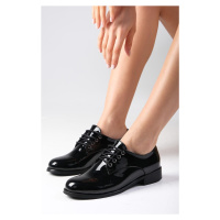 Mio Gusto Berta Black Color Patent Leather Women's Oxford Flat Shoes