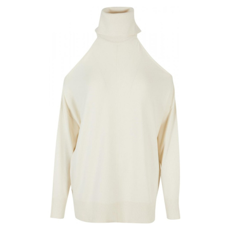 Ladies Cold Shoulder Turtelneck Sweater - whitesand Urban Classics