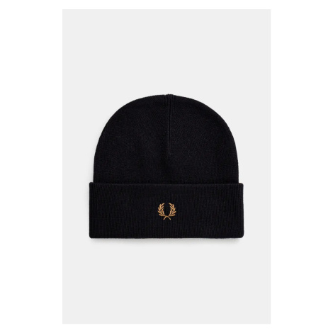 Vlněná čepice Fred Perry Classic Beanie tmavomodrá barva, C8161.R63