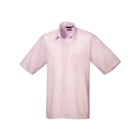 Premier Workwear Pánská košile s krátkým rukávem PR202 Pink -ca. Pantone 1895