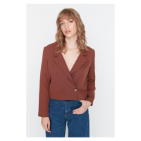 Trendyol Brown Crop Woven Lined Blazer Jacket