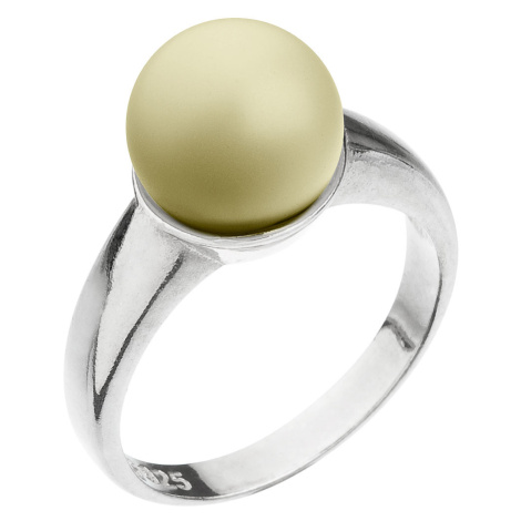 Evolution Group Stříbrný prsten se Swarovski perlou pastelově žlutý 35022.3