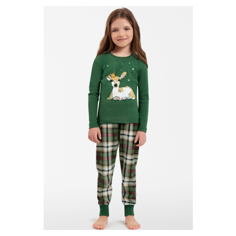Dívčí pyžamo Italian Fashion Zonda - dlouhé bavlněné Zelená