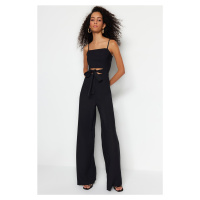 Trendyol Black Belted Maxi Woven Window Detailed Jumpsuit