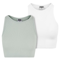 Dámský Cropped Rib Top - 2 Pack mint+bílé