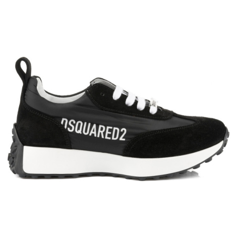 Tenisky dsquared logo leather & tech running sneakers low lace up černá Dsquared²