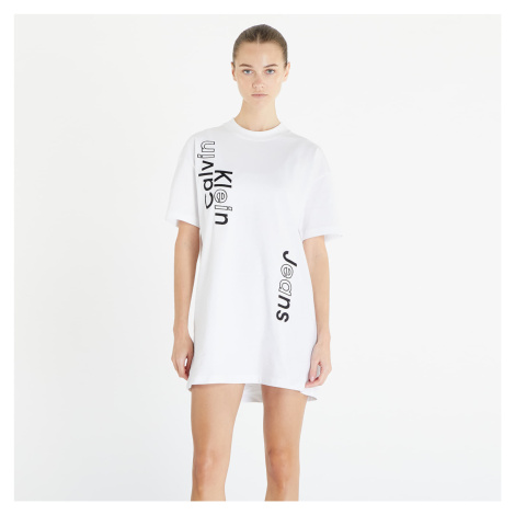 Calvin Klein Jeans Multi Placement Logo Tee Dress Bright White