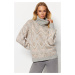 Trendyol Grey Self-Patterned Soft Texture Turtleneck Knitwear Sweater